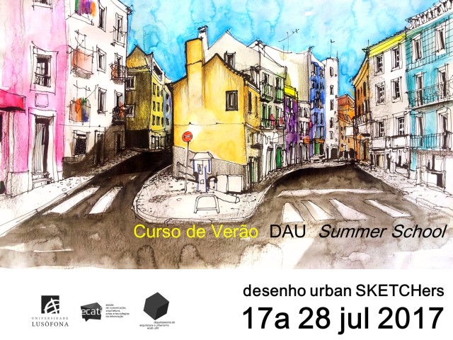 cartaz Curso de Verão DAU desenho urban sketchers